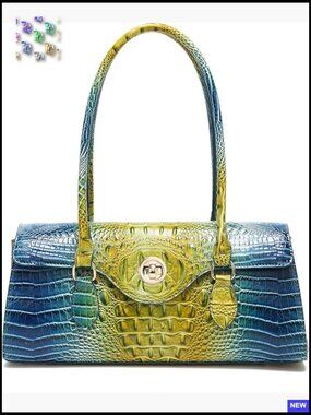 Crocodile Pattern Top Handle Satchel Tote Vegan Leather Handbag Women